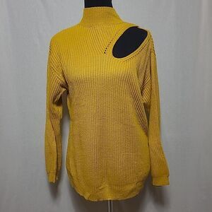 ASTR The Label Knit Sweater Womens Small Yellow Cutout Detail Stretch Thick